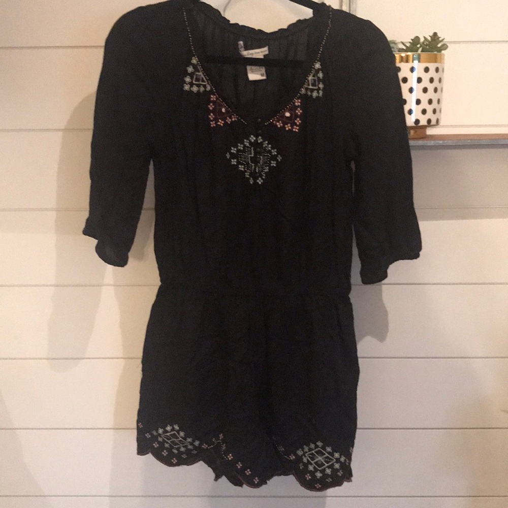American Rag Festival Black Embroidery Romper - M
